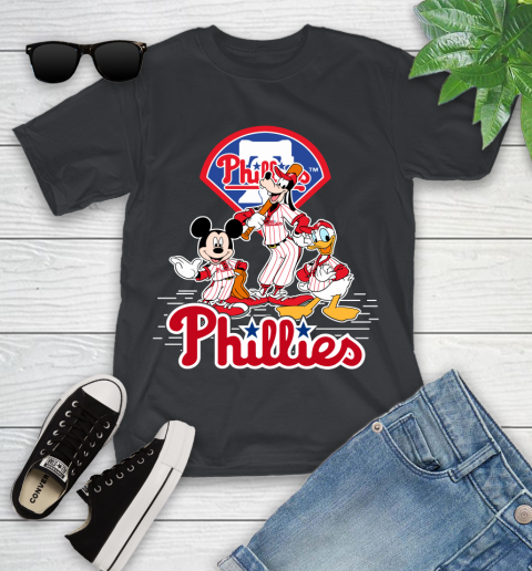 MLB Philadelphia Phillies Mickey Mouse Donald Duck Goofy Baseball T Shirt Youth T-Shirt 16