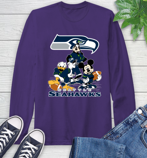 NFL Seattle Seahawks Mickey Mouse Donald Duck Goofy Football Shirt Long Sleeve T-Shirt 5
