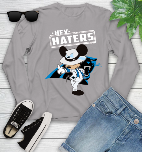 NFL Hey Haters Mickey Football Sports Carolina Panthers Youth Long Sleeve 5