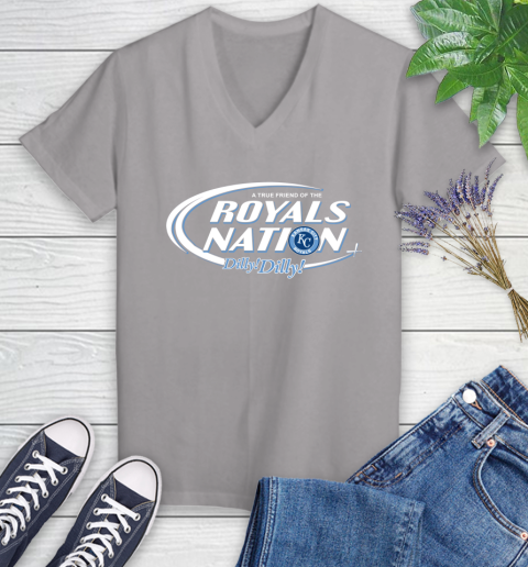 MLB A True Friend Of The Kansas City Royals Dilly Dilly Baseball Sports Women's V-Neck T-Shirt 4