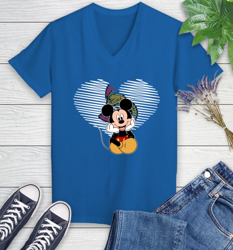 NHL Ottawa Senators The Heart Mickey Mouse Disney Hockey Women's V-Neck T-Shirt 10
