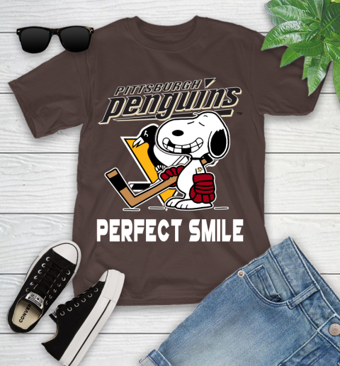 NHL Pittsburgh Penguins Snoopy Perfect Smile The Peanuts Movie Hockey T Shirt Youth T-Shirt 7
