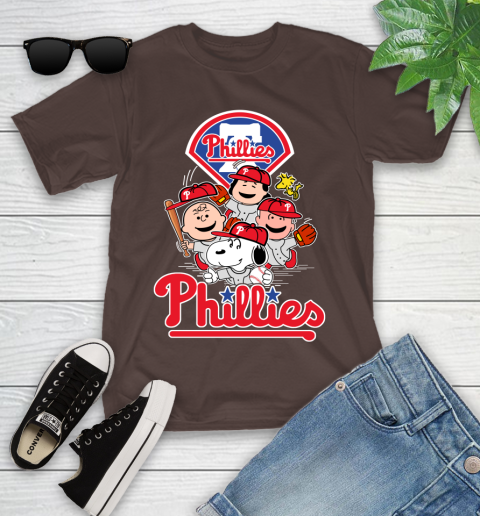 MLB Philadelphia Phillies Snoopy Charlie Brown Woodstock The Peanuts Movie Baseball T Shirt_000 Youth T-Shirt 7
