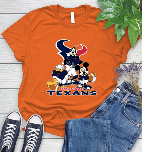 NFL Houston Texans Mickey Mouse Donald Duck Goofy Football Shirt Women's T-Shirt 3