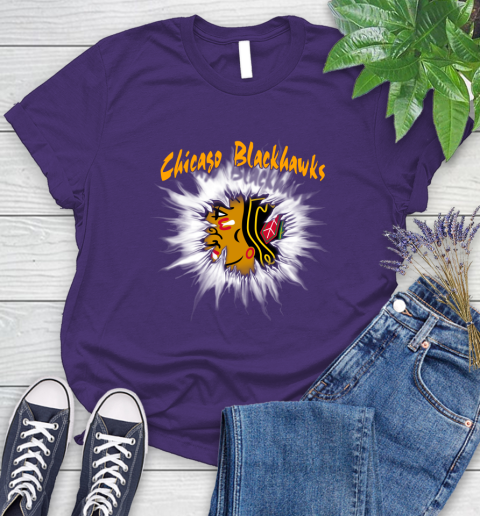 Chicago Blackhawks NHL Hockey Adoring Fan Rip Sports Women's T-Shirt 4