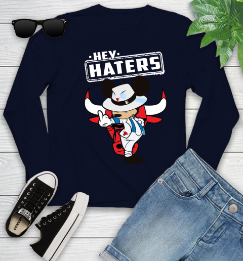 NBA Hey Haters Mickey Basketball Sports Chicago Bulls Youth Long Sleeve 2