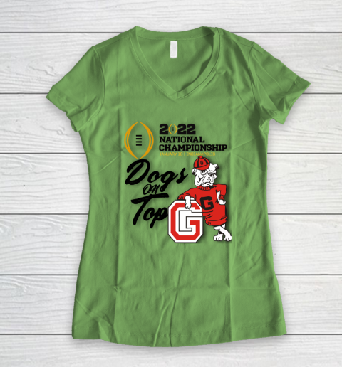 UGA National Championship  Georgia  UGA  Dogs On Top Women's V-Neck T-Shirt 4