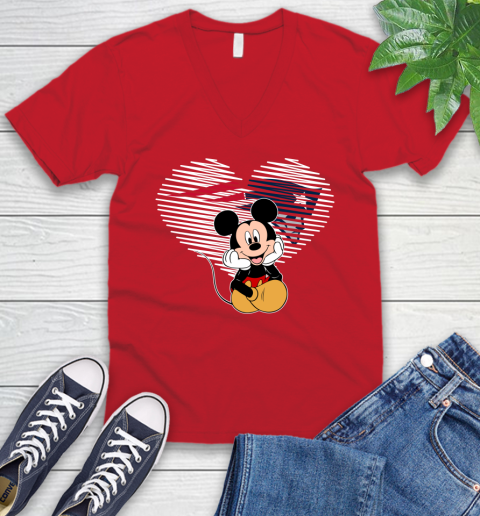 NFL New England Patriots The Heart Mickey Mouse Disney Football T Shirt_000 V-Neck T-Shirt 6