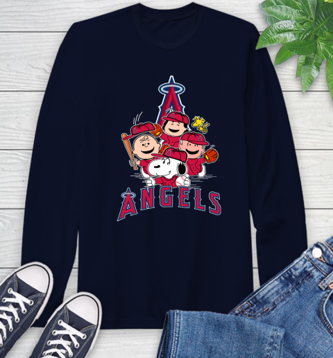 MLB Los Angeles Angels Snoopy Charlie Brown Woodstock The Peanuts Movie Baseball T Shirt_000 Long Sleeve T-Shirt 3