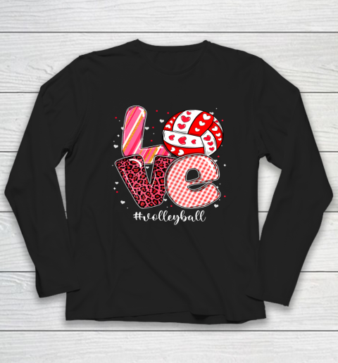 Funny Valentine Volleyball Player Sport Lovers Family Outfit Long Sleeve T-Shirt 1
