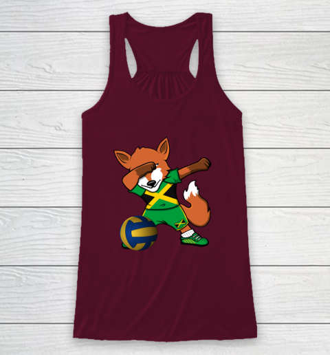 Dabbing Fox Jamaica Volleyball Fans Jersey Jamaican Racerback Tank 3