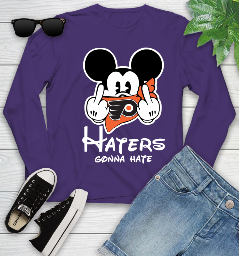 NHL Philadelphia Flyers Haters Gonna Hate Mickey Mouse Disney Hockey T Shirt Youth Long Sleeve 4