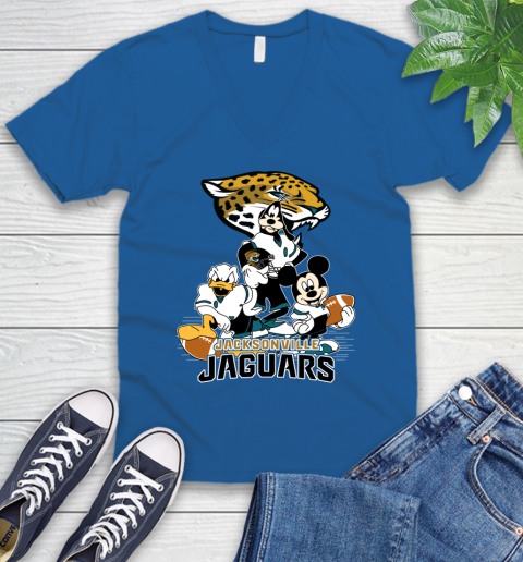 NFL Jacksonville Jaguars Mickey Mouse Donald Duck Goofy Football Shirt V-Neck T-Shirt 5