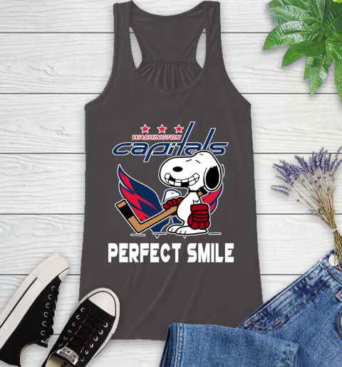NHL Washington Capitals Snoopy Perfect Smile The Peanuts Movie Hockey T Shirt Racerback Tank 11