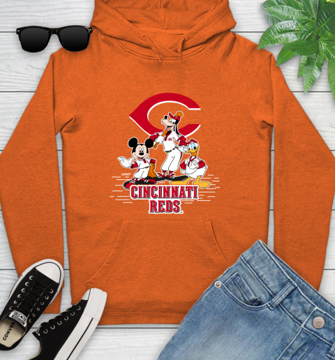 MLB Cincinnati Reds Mickey Mouse Donald Duck Goofy Baseball T Shirt Youth Hoodie 4