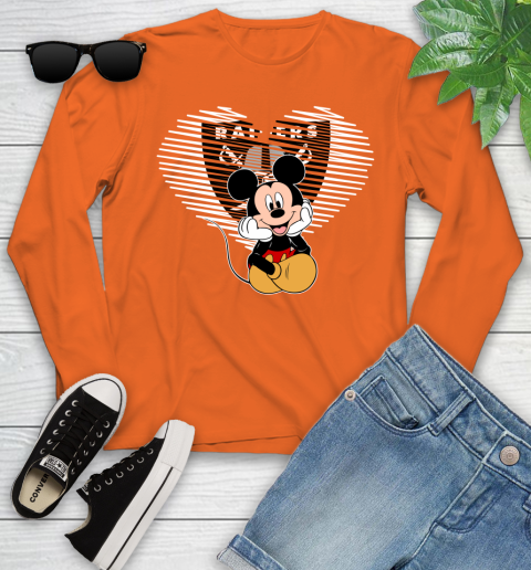 NFL Oakland Raiders The Heart Mickey Mouse Disney Football T Shirt_000 Youth Long Sleeve 3