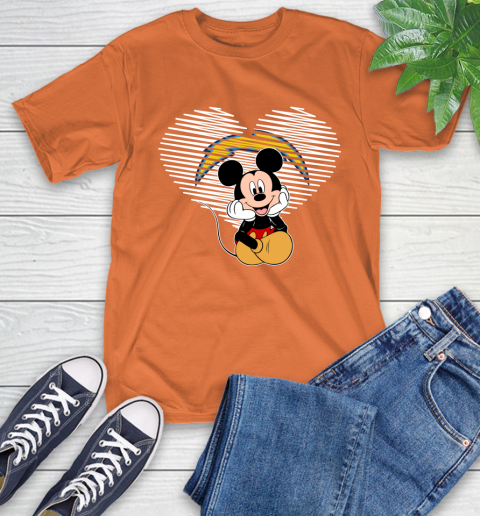 NFL Los Angeles Chargers The Heart Mickey Mouse Disney Football T Shirt_000 T-Shirt 4