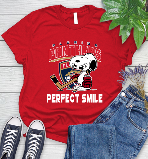 NHL Florida Panthers Snoopy Perfect Smile The Peanuts Movie Hockey T Shirt Women's T-Shirt 13