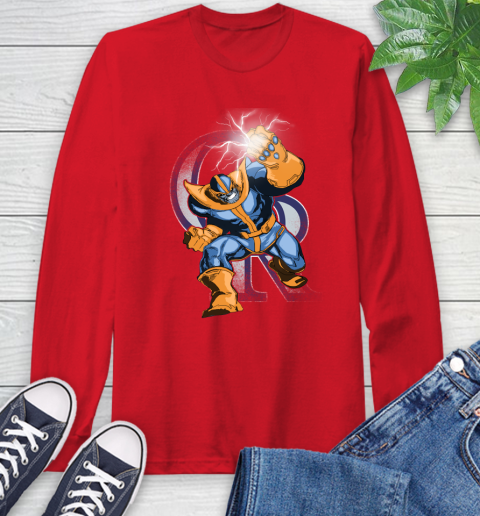 Colorado Rockies MLB Baseball Thanos Avengers Infinity War Marvel Long Sleeve T-Shirt 11