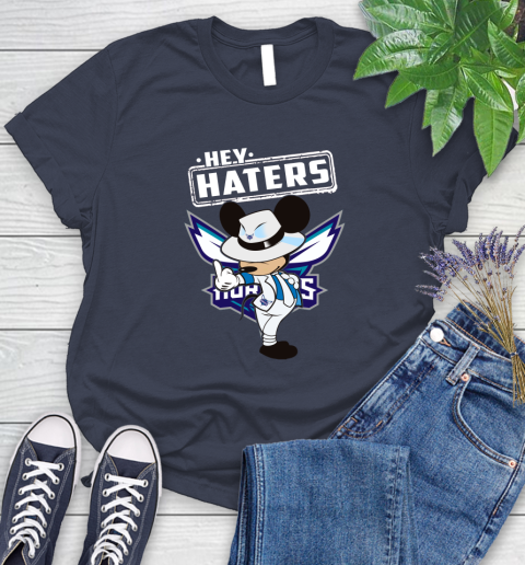 NBA Hey Haters Mickey Basketball Sports Charlotte Hornets Women's T-Shirt 14