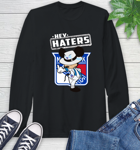 NHL Hey Haters Mickey Hockey Sports New York Rangers Long Sleeve T-Shirt
