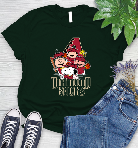 MLB Arizona Diamondbacks Snoopy Charlie Brown Woodstock The Peanuts Movie Baseball T Shirt_000 Women's T-Shirt 6