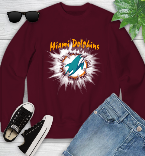 Miami Dolphins NFL Football Adoring Fan Rip Sports Youth Sweatshirt 4
