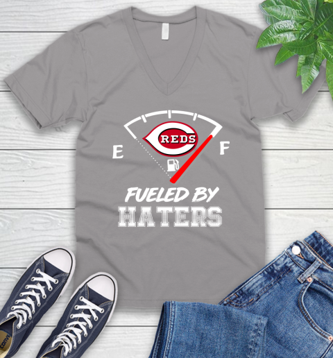 Cincinnati Reds MLB Baseball Fueled By Haters Sports V-Neck T-Shirt 3