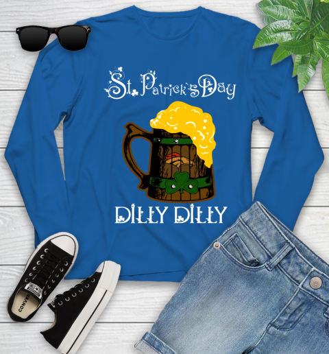 NFL Denver Broncos St Patrick's Day Dilly Dilly Beer Football Sports Youth Long Sleeve 10