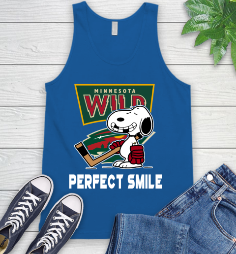 NHL Minnesota Wild Snoopy Perfect Smile The Peanuts Movie Hockey T Shirt Tank Top 4