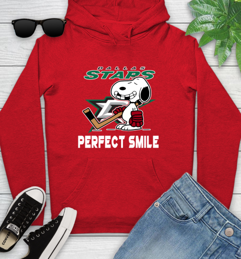 NHL Dallas Stars Snoopy Perfect Smile The Peanuts Movie Hockey T Shirt Youth Hoodie 12