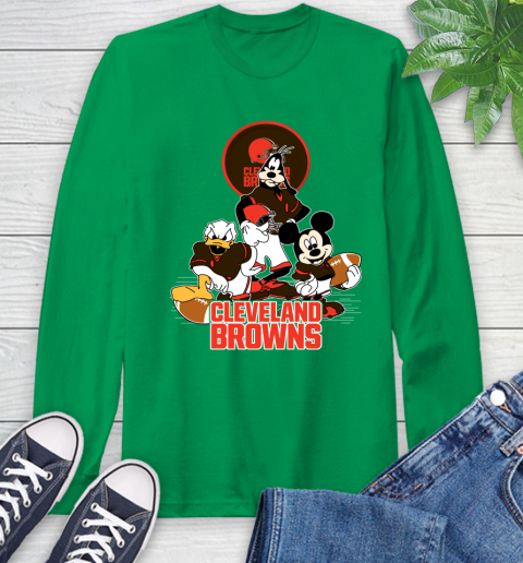 NFL Cleveland Browns Mickey Mouse Donald Duck Goofy Football Shirt Long Sleeve T-Shirt 8
