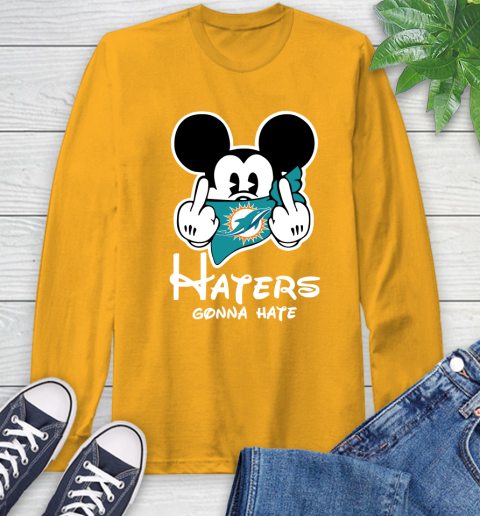 NFL Miami Dolphins Haters Gonna Hate Mickey Mouse Disney Football T Shirt Long Sleeve T-Shirt 3 NFL Miami Dolphins Haters Gonna Hate Mickey Mouse Disney Football T Shirt Long Sleeve T-Shirt - Image 3