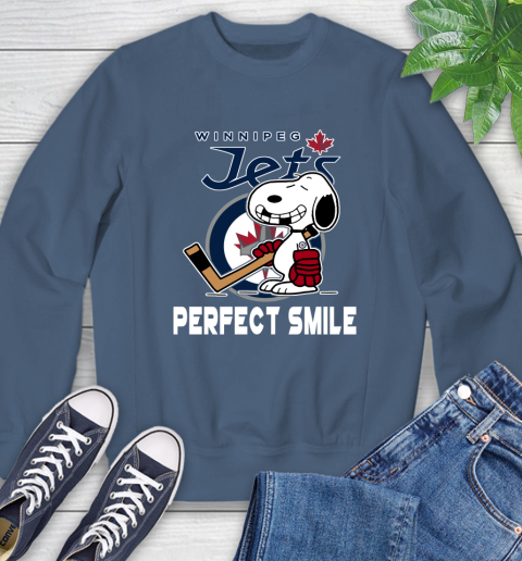 NHL Winnipeg Jets Snoopy Perfect Smile The Peanuts Movie Hockey T Shirt Sweatshirt 8