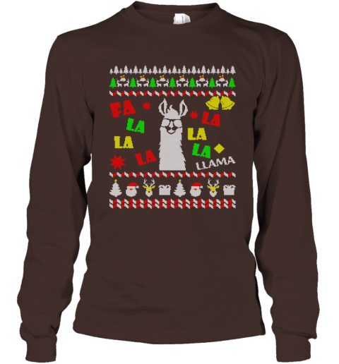 Funny Llama Ugly Christmas Llama Fa La La Long Sleeve