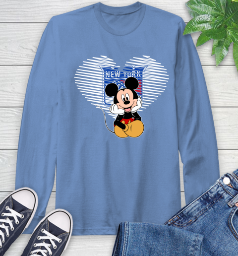 NHL New York Rangers The Heart Mickey Mouse Disney Hockey Long Sleeve T-Shirt 12