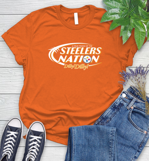 NFL A True Friend Of The Pittsburgh Steelers Dilly Dilly Football Sports Women's T-Shirt 3