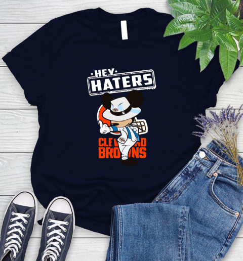 NFL Hey Haters Mickey Football Sports Cleveland Browns Women's T-Shirt 2