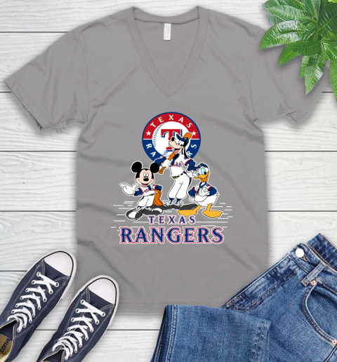 MLB Texas Rangers Mickey Mouse Donald Duck Goofy Baseball T Shirt V-Neck T-Shirt 3