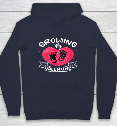 Womens Growing My Valentine literally pregnant shirt Pregnancy Wife Hoodie 2