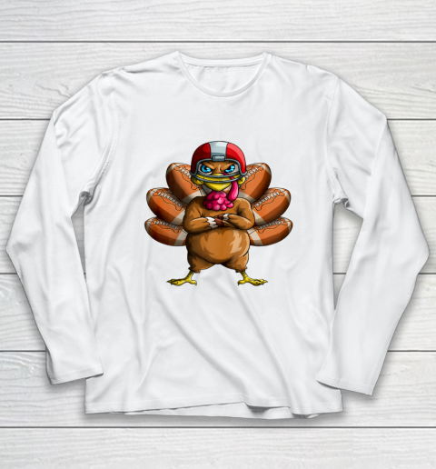 Cool Thanksgiving Football Shirt Gobble Player Turkey Long Sleeve T-Shirt
