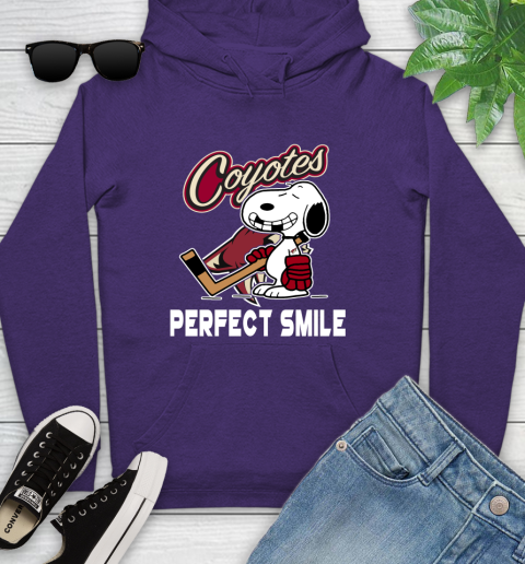 NHL Arizona Coyotes Snoopy Perfect Smile The Peanuts Movie Hockey T Shirt Youth Hoodie 5