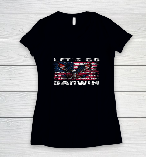 Let's go Darwin America Flag Eagle Women's V-Neck T-Shirt