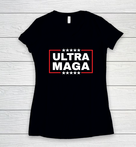 Ultra Maga Funny Trump Women's V-Neck T-Shirt