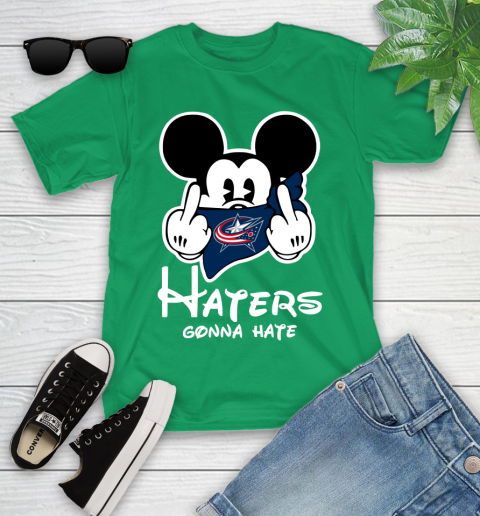 NHL Columbus Blue Jackets Haters Gonna Hate Mickey Mouse Disney Hockey T Shirt Youth T-Shirt 8
