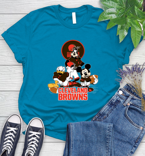 NFL Cleveland Browns Mickey Mouse Donald Duck Goofy Football Shirt Women's T-Shirt 10
