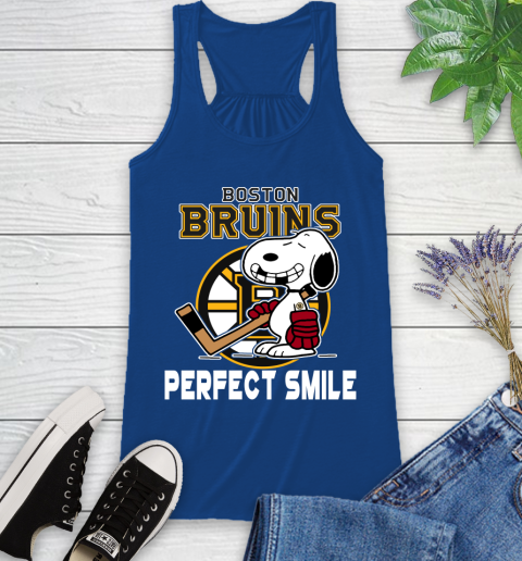 NHL Boston Bruins Snoopy Perfect Smile The Peanuts Movie Hockey T Shirt Racerback Tank 8