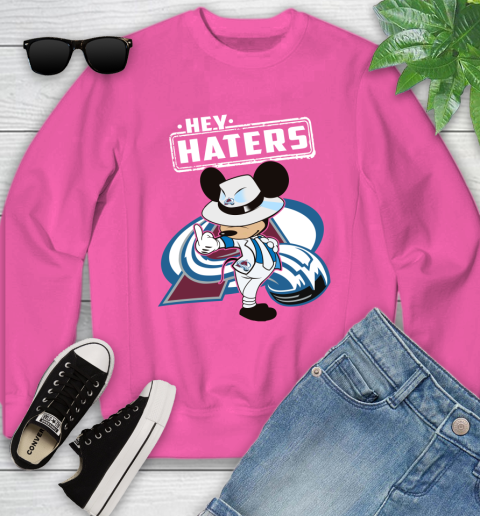 NHL Hey Haters Mickey Hockey Sports Colorado Avalanche Youth Sweatshirt 6