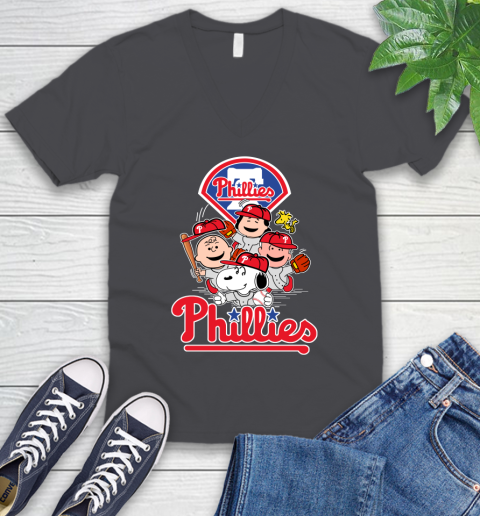 MLB Philadelphia Phillies Snoopy Charlie Brown Woodstock The Peanuts Movie Baseball T Shirt_000 V-Neck T-Shirt 4