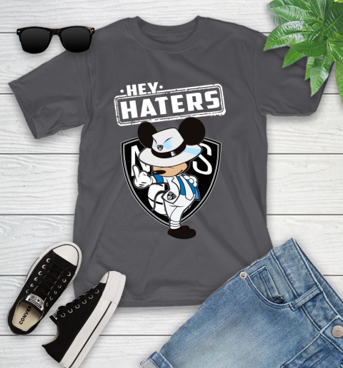 NBA Hey Haters Mickey Basketball Sports Brooklyn Nets Youth T-Shirt 6